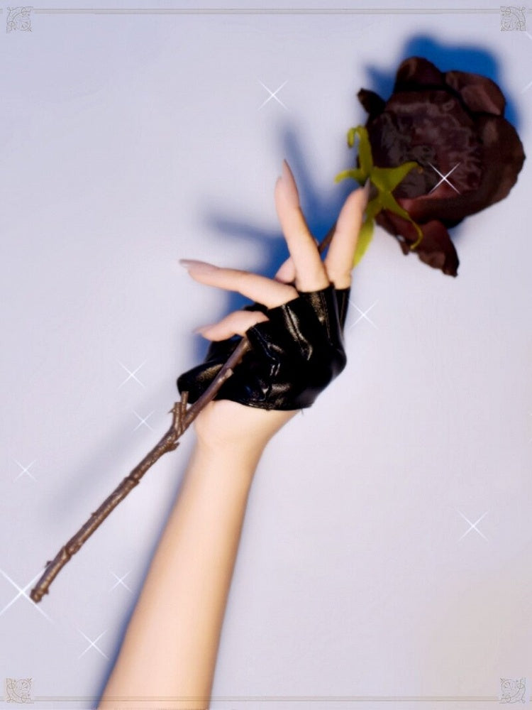 Punk Half-Finger Leather Gloves - Mr. Cat