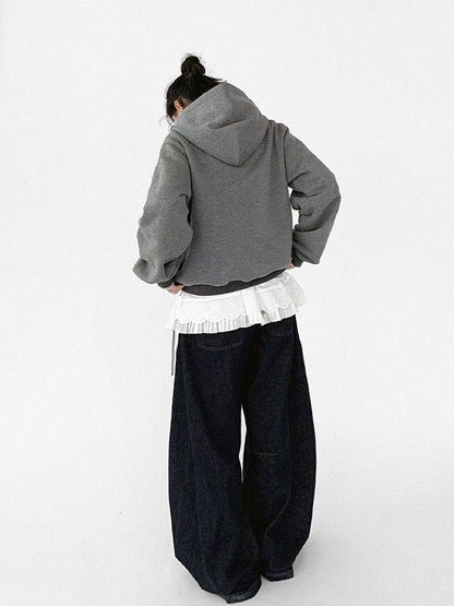 Lining Shell Regular/Fleece Gray Kawaii - Daily Version Hooded Jacket