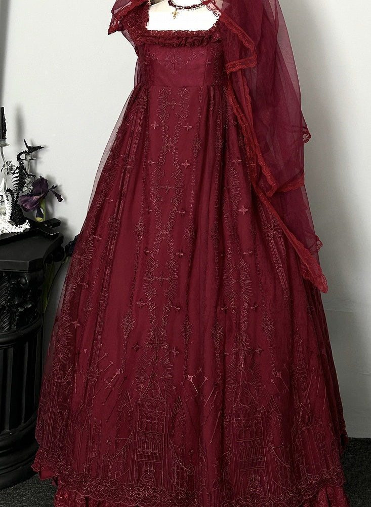 Red Cathedral Empire Waist Dress Gothic Lolita JSK