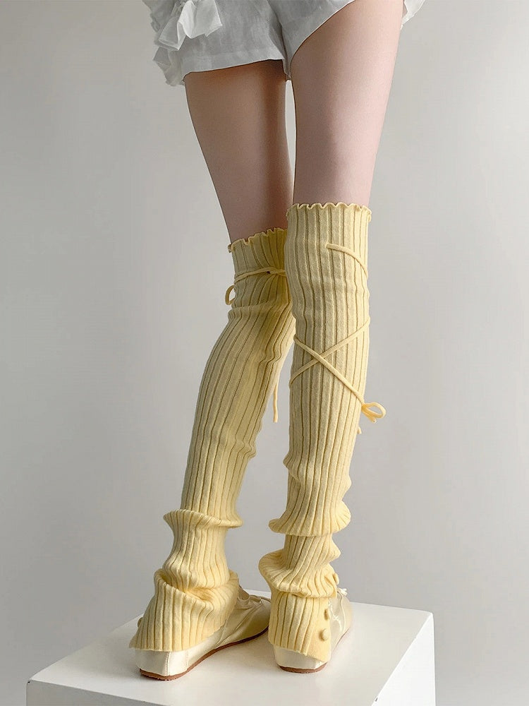 Ribbed (4 Leg Warmers Knit Colors) Tie-Up