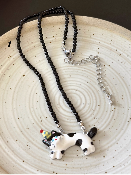 Y2K Süße Welpe und Katze Halskette
