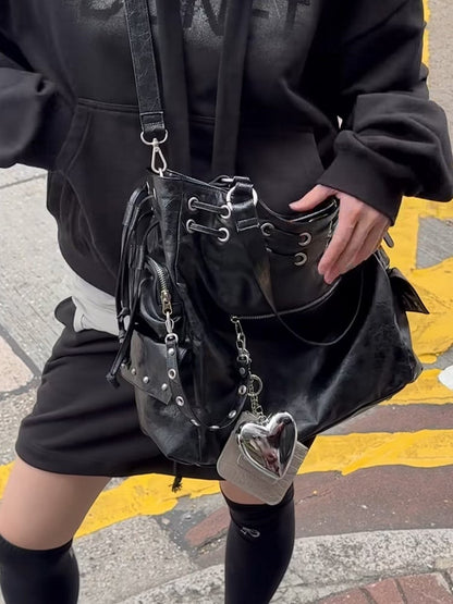 Tote CapacityAdjustable With Soft Bag Black Straps Large Studded