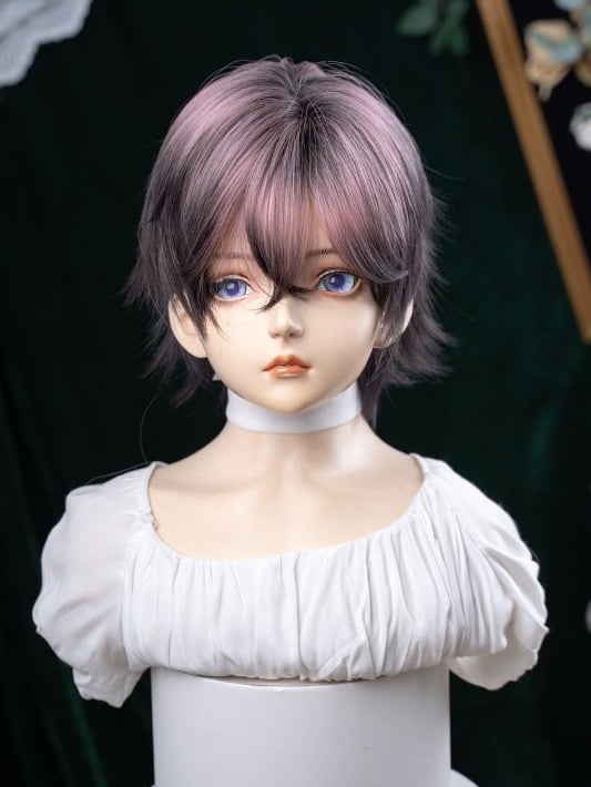 Black & Pink Ombre 35cm Short Wig with Air Bangs - YSHXS