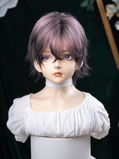 Black & Pink Ombre 35cm Short Wig with Air Bangs - YSHXS