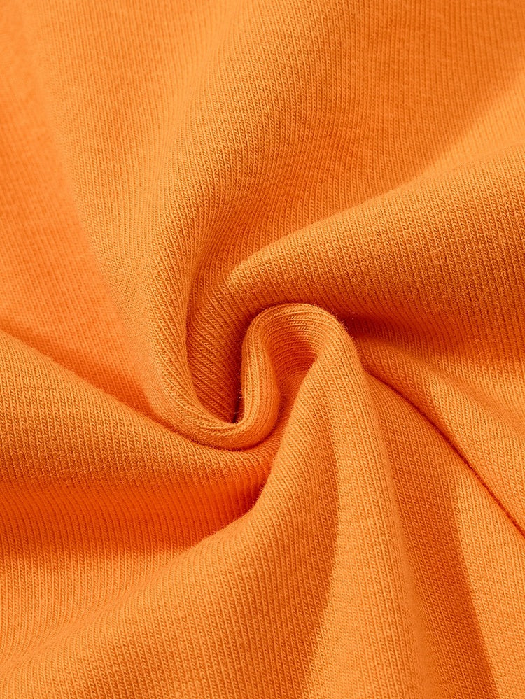 Orange Crew-Neck Tee with Fruit & Star Motif - Languid Park