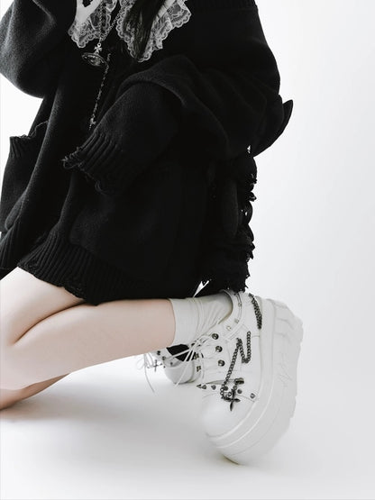 in Shoes Chain with White Punk Goth Charm Detachable Platform