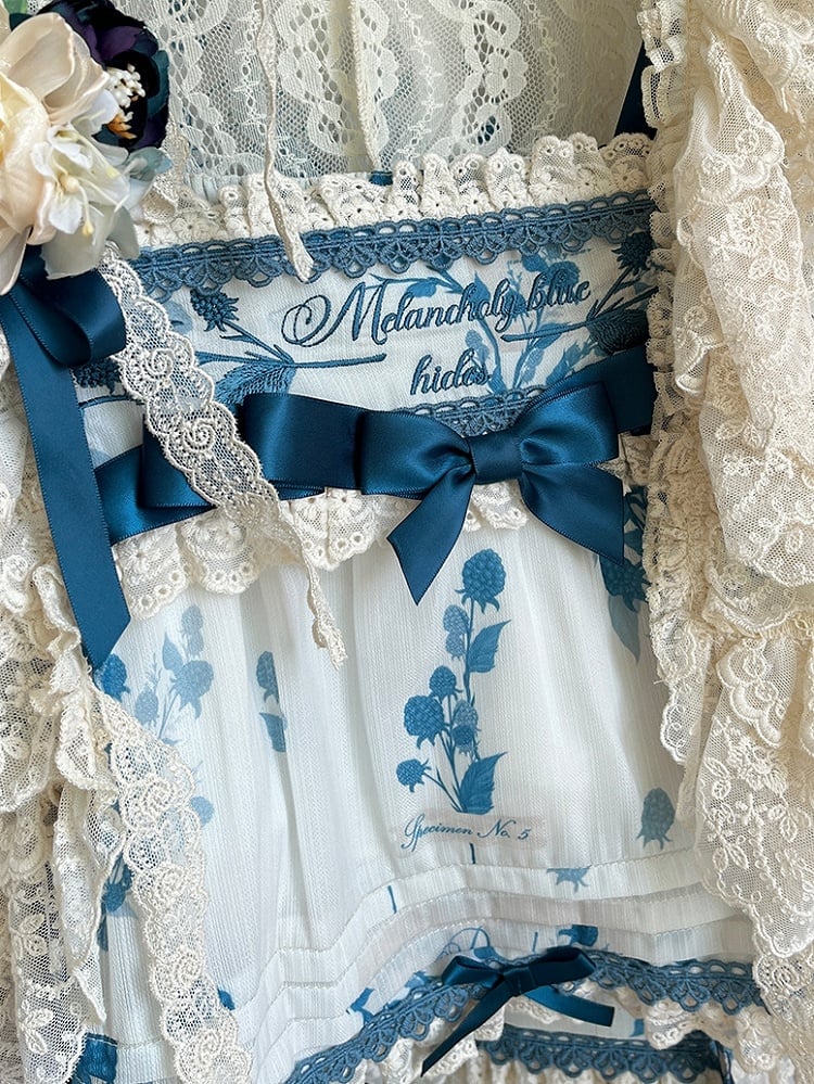 Rock Sommer Cami + Top Print Verfügbar Plus Lolita Set Blau Größen Mulberry