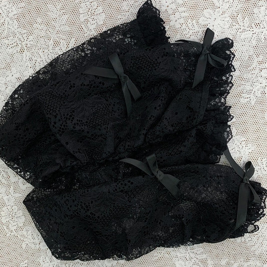 Lace Arm Sleeves with Bow Detail in Black and White - Ekomi