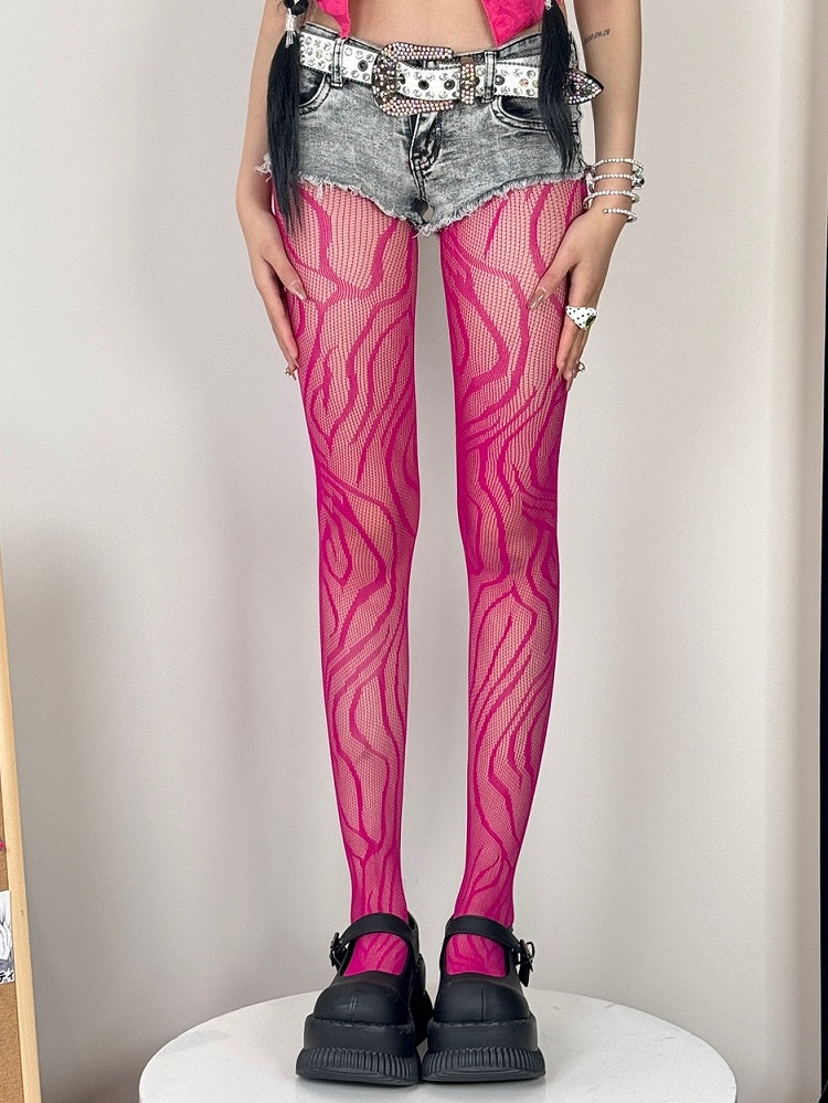 Tights Red/Blue/Red/Purple Gyaru Black/Rose Zebra-stripe Fashion