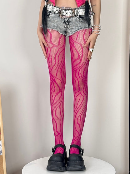 Tights Red/Blue/Red/Purple Gyaru Black/Rose Zebra-stripe Fashion