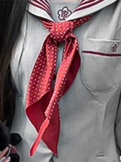 Pattern Red Uniform Tie JK Neck Polka-dot