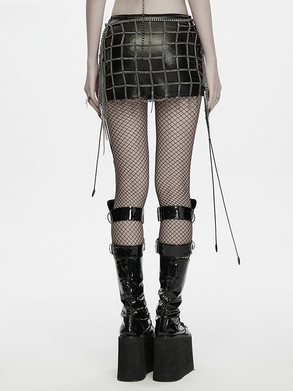 Cutout Design Cross Chain Punk Style Skirt - Punk Rave