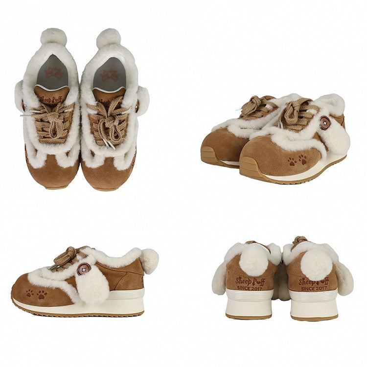Lolita Sweet - Embroidery Brown Sneakers Paw