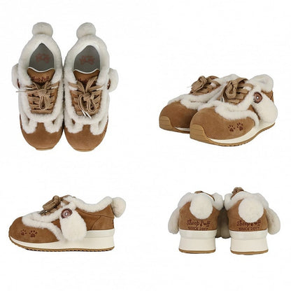Sneakers Embroidery Sweet Lolita - Brown Paw