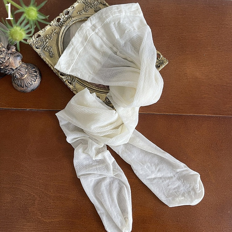 Semi-sheer White Socks/Lace Loop Stockings/Floral Bowknot Lace Leg Trims Tights/Beaded Stockings/Tulle Underknee Pattern
