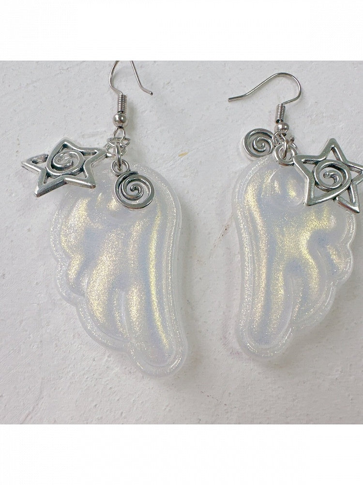 White Wing Earrings with Star Decoration - OJOJ