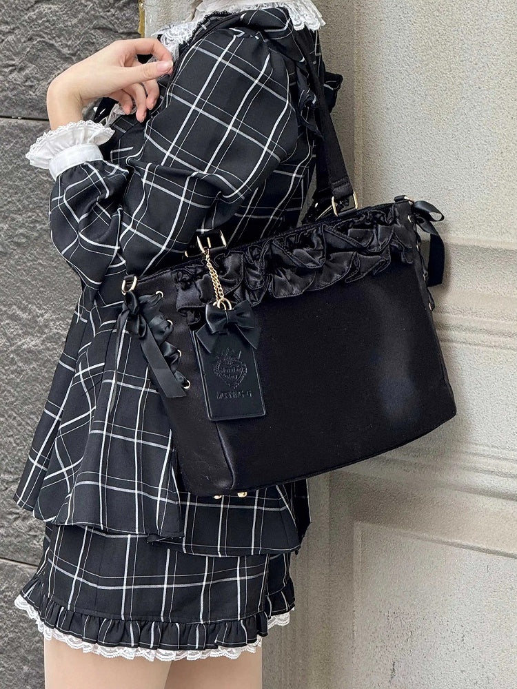 Schwarz Karte Bogen Halter Borte Riemen Tasche Selbst-krawatte Rüschen Satin Ita Mit