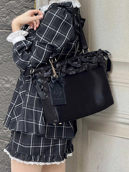 Schwarz Karte Bogen Halter Borte Riemen Tasche Selbst-krawatte Rüschen Satin Ita Mit