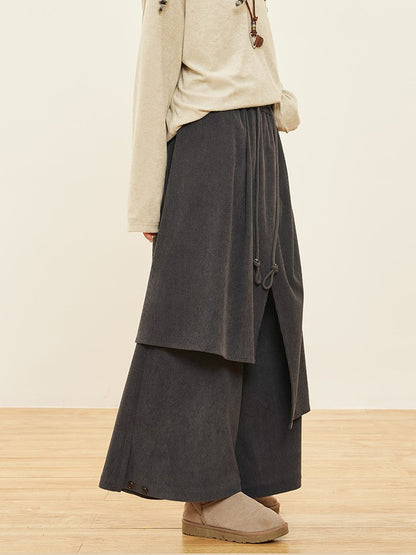 Wide-leg Cut Dark Design Pants Asymmetrical Gray