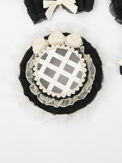 with Accents Woven Sweet Mini Flower Hat Black Lolita Beige Design