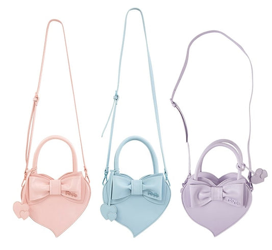ピンク/ブルー/パープルのハート型クロスボディバッグ