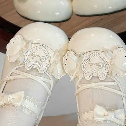 Candy Janes Theme Design Mary Snap White with PU Lolita Sweet Low-heel