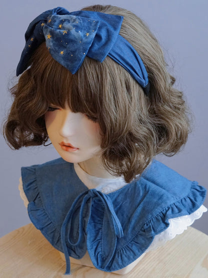 月プリント ブルー＆スター リボン KC