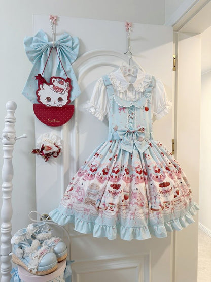 Lolita Sweet Berry Bunny Strawberry JSK Suspender Dress