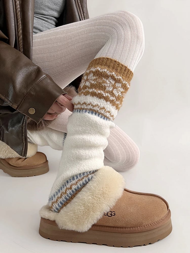Isle Fair Leg Colors） Knit Patterned Warmers（4