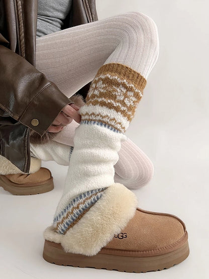 Isle Fair Leg Colors） Knit Patterned Warmers（4
