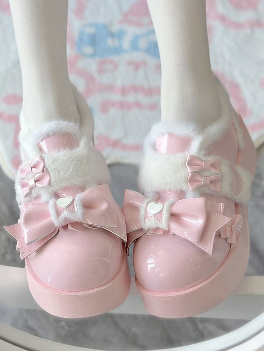 Pink Sweet Light Lolita - Heart Platform Motifs Shoes