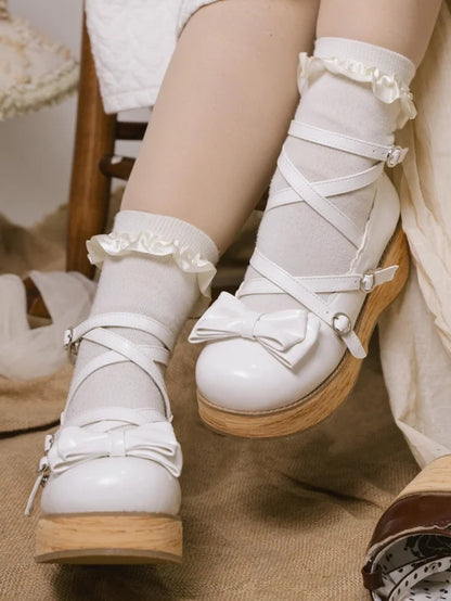 Sweet Crisscross at Bow White Design - Wedge Top Platforms