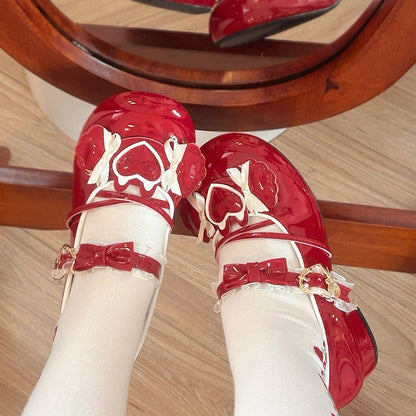 Low-heel Candy-shaped Sweet Red Wine Themed Candy with Shoes Straps Lolita Ornaments Crisscross
