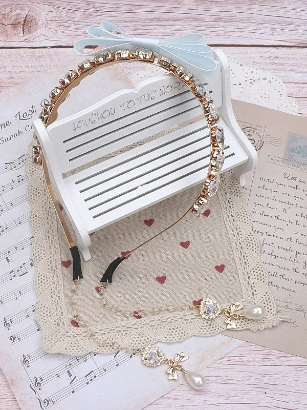 Charms Jirai Rhinestone KC Chain Pearl With 5 Bowknot Options Kei Color