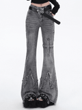 Flared Jeans Gray Edge Fit Raw Slim