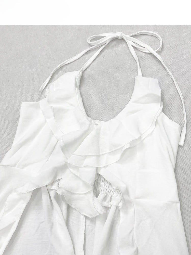 Weißes Neckholder-Urlaubs-High-Low-Top