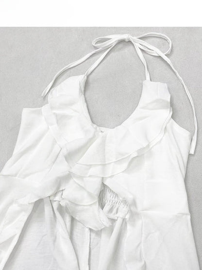 Weißes Neckholder-Urlaubs-High-Low-Top