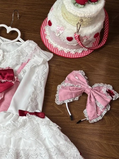 Pink Big Bow Lace Lolita KC Trim Sweet