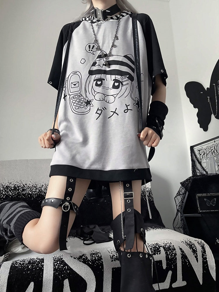 Otaku Cat Ear Striped Hood T-shirt - Killer Bunny