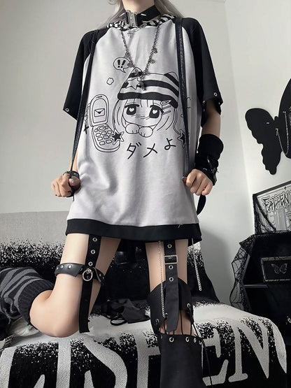 Otaku Cat Ear Striped Hood T-shirt - Killer Bunny