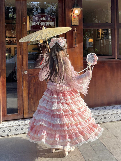 Lace Top Lolita Tulle Ruffled Pink