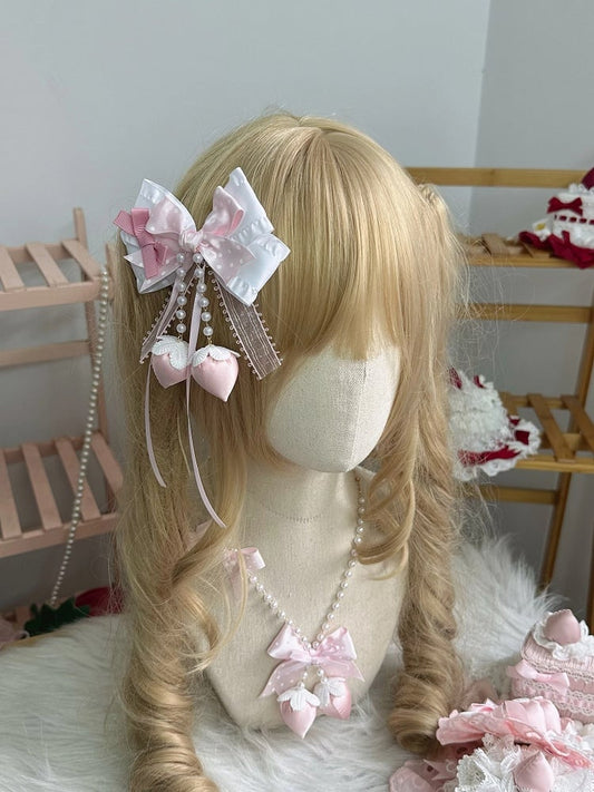 Hair Strawberry Bow Colors) Clip Polka (2 Dot
