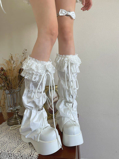 Double Leg Garter Layer White Bow