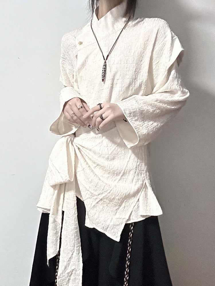 Shirt Design Belt with Two-piece Apricot Black Corset / Fake Lace-up