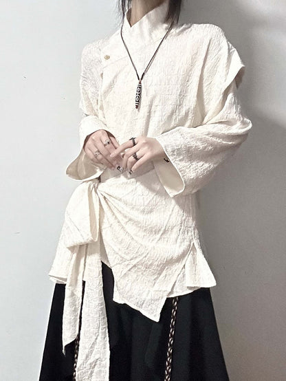 Shirt Design Belt with Two-piece Apricot Black Corset / Fake Lace-up