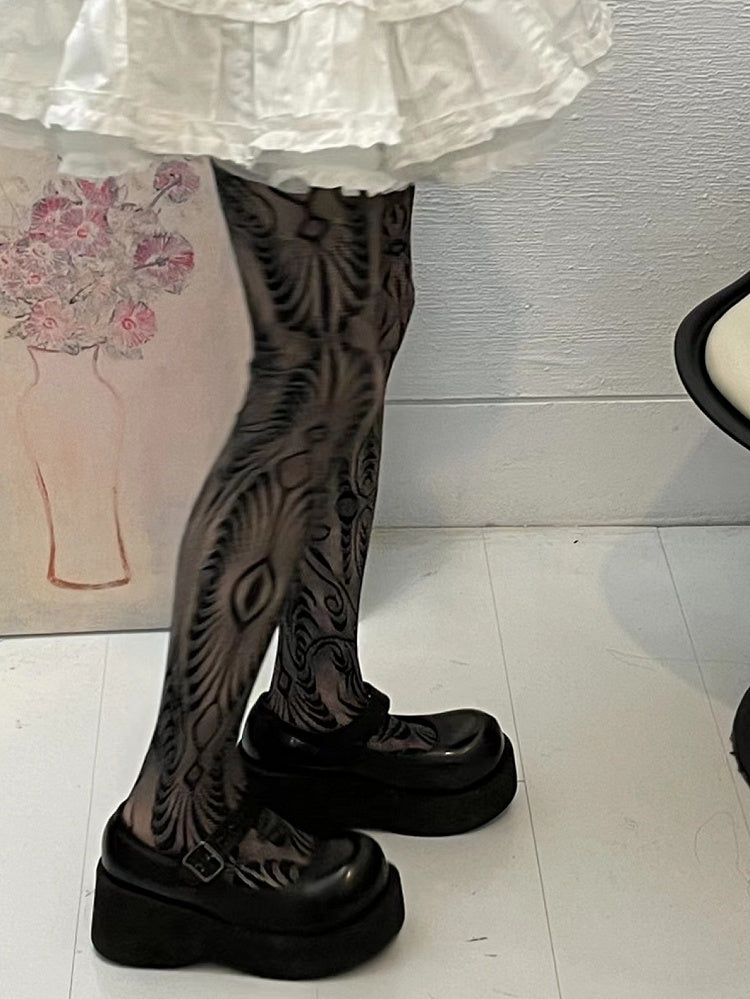 Purple/Rose Y2K Hollow-out Red/Black Design Tights