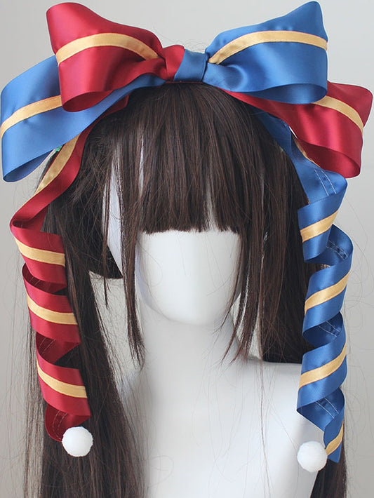Blue And Red Circus Sweet Lolita Striped Pattern Big Bow KC
