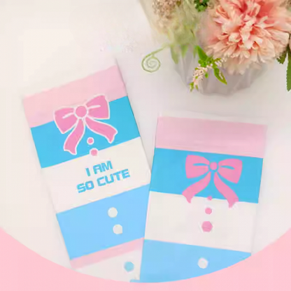 Blue and White Striped Bow Print Over Knee Stockings