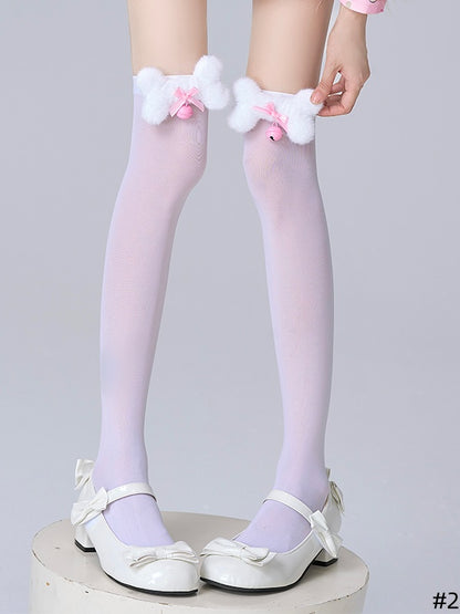 Over Sweet Options 4 Stockings Lolita Knee White