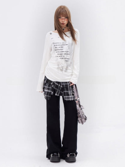 Glamorous – Bedrucktes Top mit weißem, asymmetrischem Ausschnitt